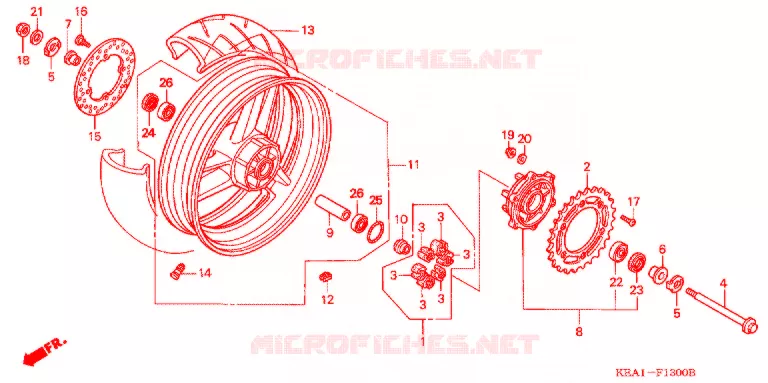 ROUE ARRIERE Honda MOTO 250 HORNET 2004  CB250F3