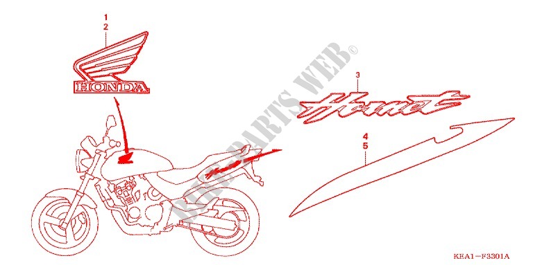 T (CB250F3/6/7) pour Honda CB 250 HORNET de 2003