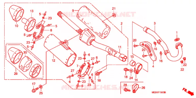 SILENCIEUX D'ECHAPPEMENT  Honda MOTO 450 CRF 2006  CRF450R6