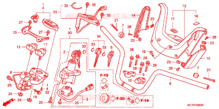 GUIDON - CARENAGE (FJS400A/D/FJS600A/D5-8) Honda SCOOTER 400 SILVERWING 2005  FJS400A5