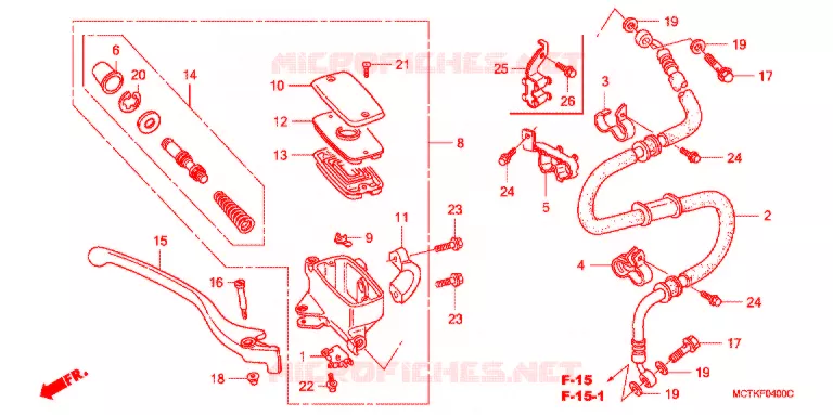 MAITRE CYLINDRE DE FREIN AVANT (FJS400D/FJS600D) Honda SCOOTER 400 SILVERWING 2006  FJS400D5