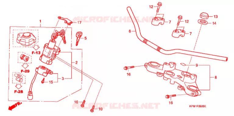 GUIDON - TE DE FOURCHE Honda MOTO 223 FTR 2000  FTR223Y