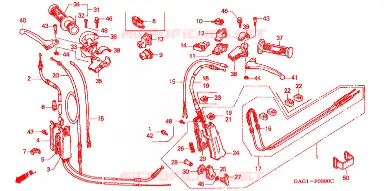 LEVIER DE GUIDON - CABLE - COMMODO Honda SCOOTER 50 GYRO 1991  TC50M