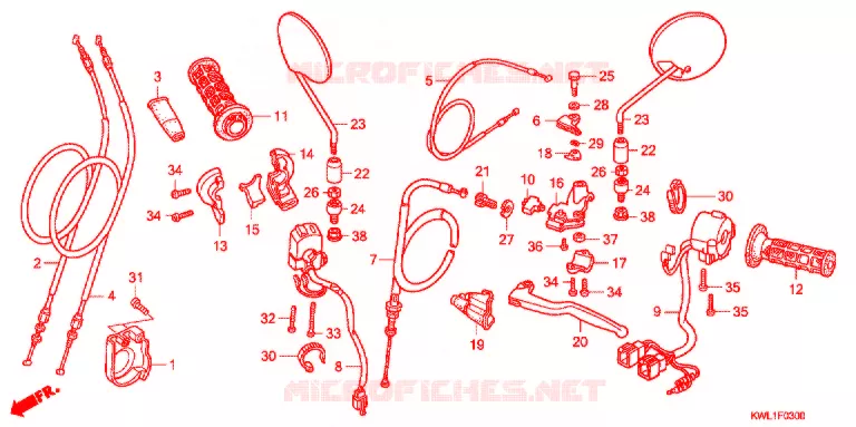 LEVIER DE GUIDON - CABLE - COMMODO Honda MOTO 223 CB 2015  CB223SA