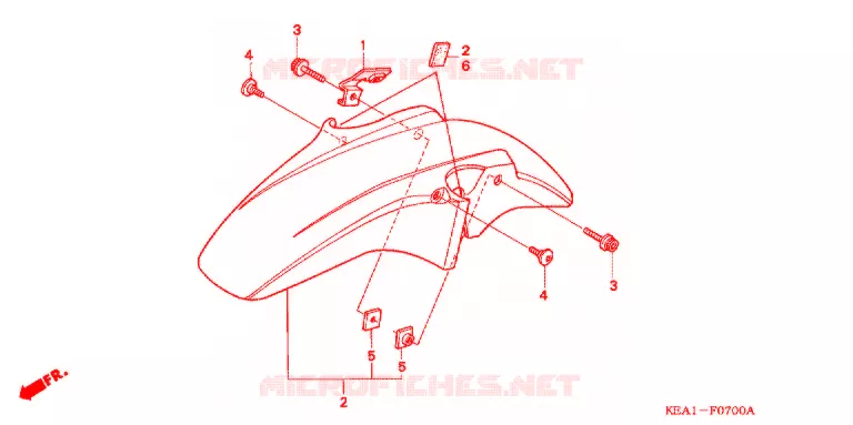 GARDE BOUE AVANT Honda MOTO 250 HORNET 2001  CB250F1