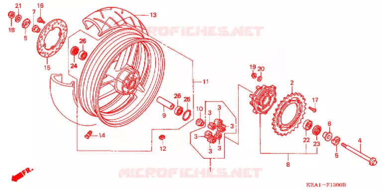 ROUE ARRIERE Honda MOTO 250 HORNET 1998  CB250FV
