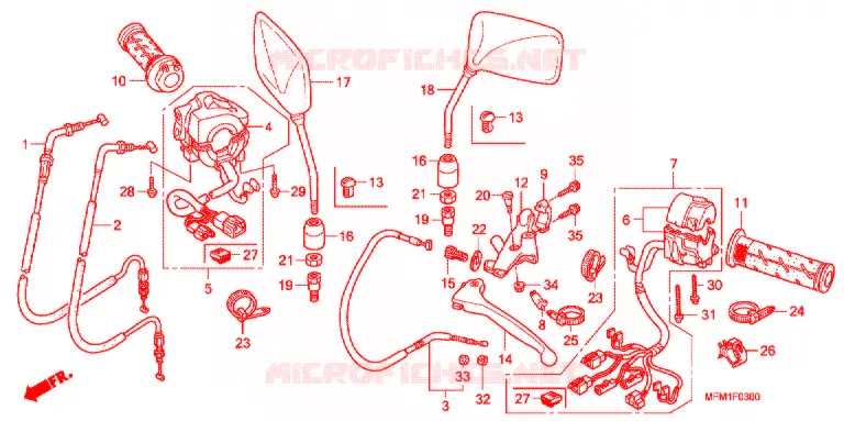 LEVIER DE GUIDON - CABLE - COMMODO Honda MOTO 400 CB 2009  CB400A9