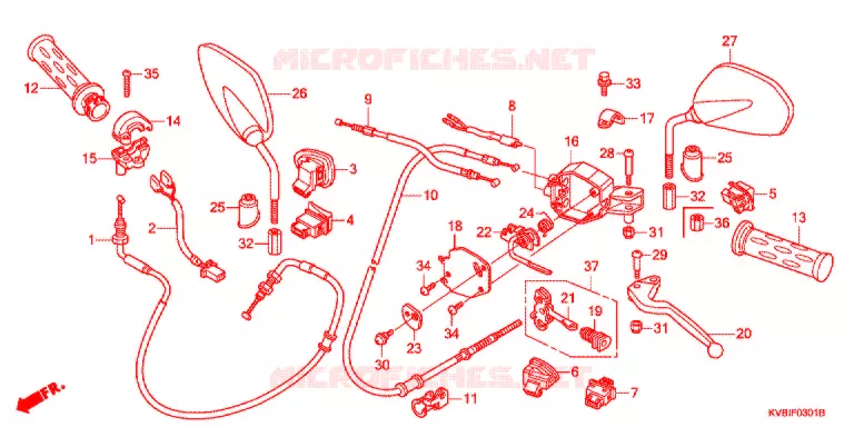 LEVIER DE GUIDON - CABLE - COMMODO (2) Honda MOTO 110 VARIO 2010  ACB110CBB