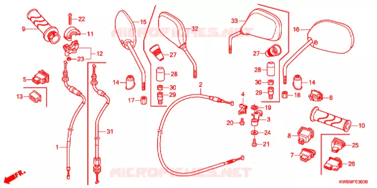 COMMODO - CABLE - RETROVISEUR Honda MOTO 110 WAVE 2017  AFP110CSFG