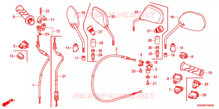 COMMODO - CABLE - RETROVISEUR Honda MOTO 110 WAVE 2011  AFP110MCSB