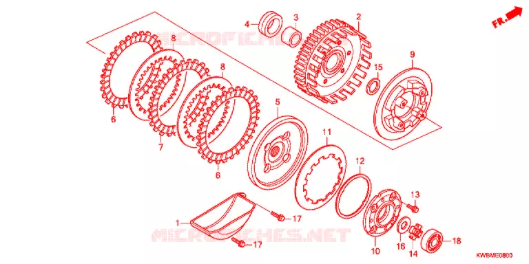 EMBRAYAGE (F.C.C.) (1) Honda MOTO 110 WAVE 2013  AFP110MCSD