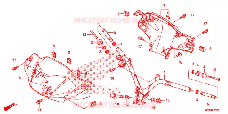 GUIDON - CARENAGE Honda MOTO 110 WAVE 2013  AFS110MCSE