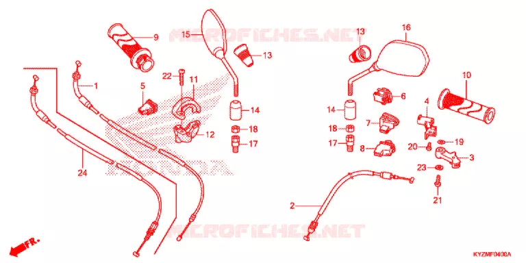 COMMODO - CABLE - RETROVISEUR Honda MOTO 125 FUTURE 2012  AFS125MCSD