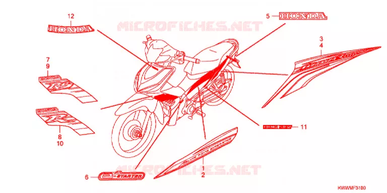 AUTOCOLLANTS (AFX110CSA/MCSA/SA) Honda MOTO 110 WAVE 2010  AFX110CSA