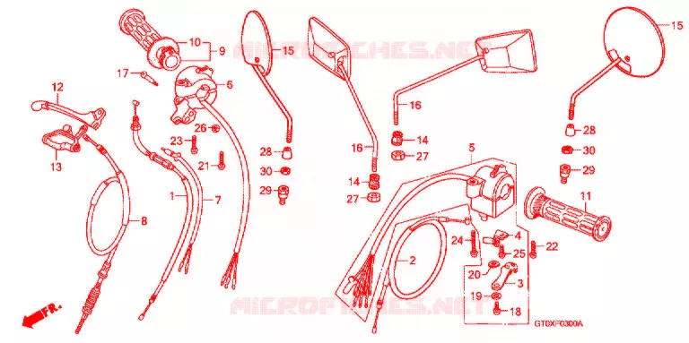 CABLES - COMMODOS - LEVIERS - POIGNEES Honda MOTO 90 CUB 2004  C90CM2