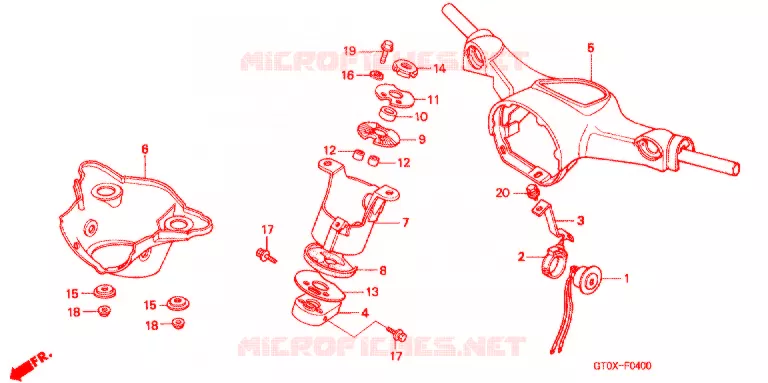 GUIDON - CARENAGE (D) Honda MOTO 90 CUB 2008  C90D7
