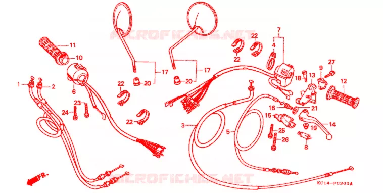 COMMODOS - POIGNEES Honda MOTO 125 CB 1990  CB125TTL