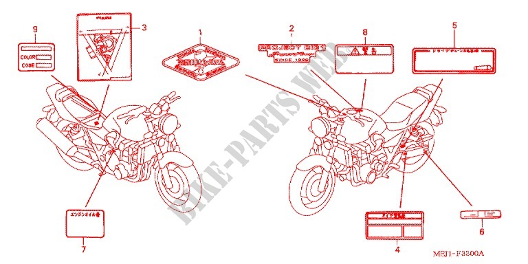 ETIQUETTE DE PRECAUTIONS (CB1300/A/F/F1) pour Honda CB 1300 SUPER FOUR de 2004
