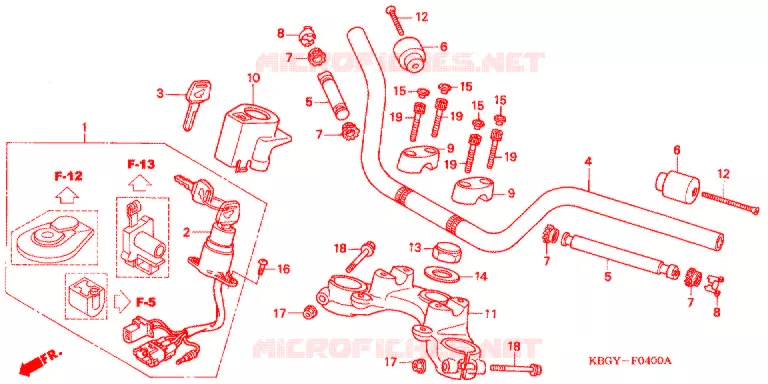 GUIDON Honda MOTO 250 CB 2001  CB2501