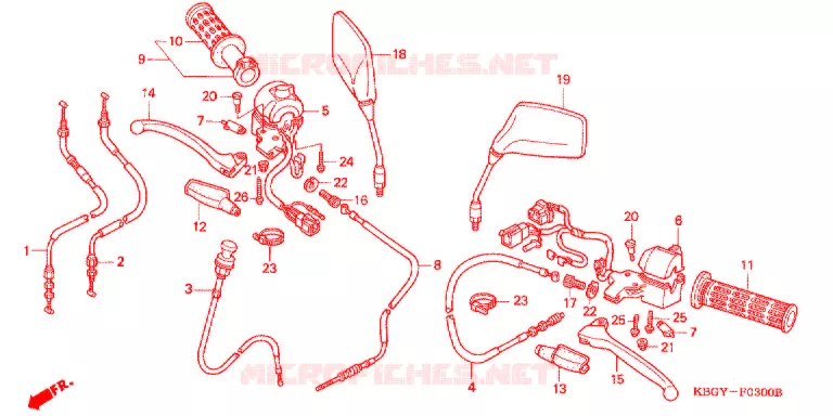COMMODOS - POIGNEES Honda MOTO 250 CB 2003  CB2503