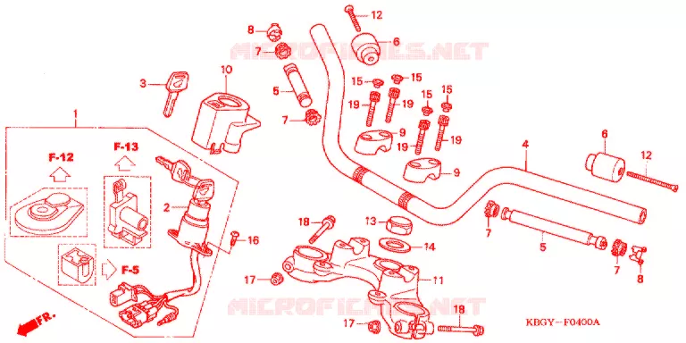 GUIDON Honda MOTO 250 CB 2004  CB2504