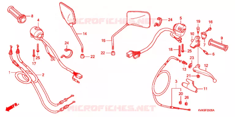 LEVIER DE GUIDON - CABLE - COMMODO Honda MOTO 300 CBR 2012  CB300RC