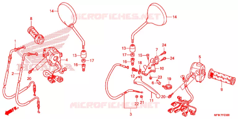 LEVIER DE GUIDON - CABLE - COMMODO Honda MOTO 400 CB 2014  CB400AE