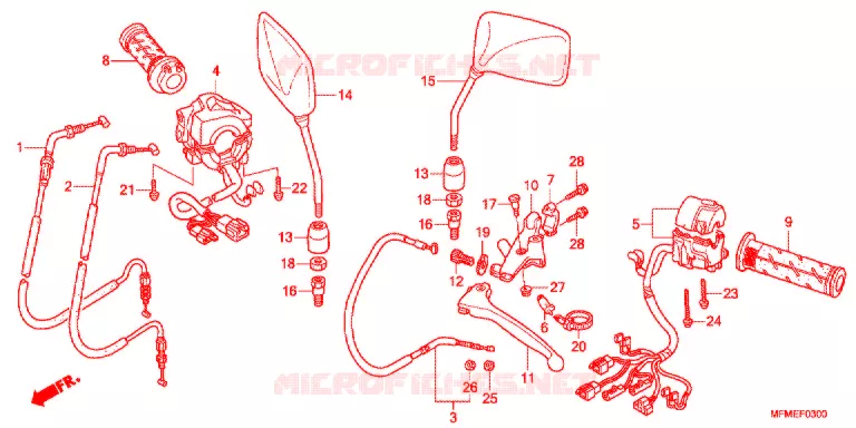 LEVIER DE GUIDON - CABLE - COMMODO Honda MOTO 400 CB 2011  CB400B