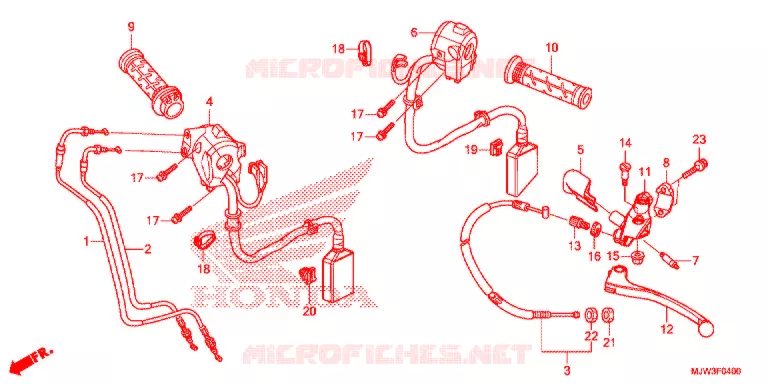 LEVIER DE GUIDON - CABLE - COMMODO Honda MOTO 400 CB 2016  CB400XAG