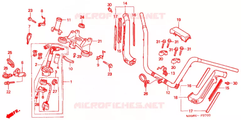 GUIDON - TE DE FOURCHE Honda MOTO 1500 GOLD-WING 1999  GL1500AX
