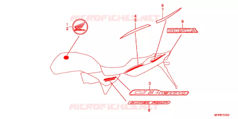 AUTOCOLLANTS (6J,7J) Honda MOTO 1300 CB 2016  CB1300AG