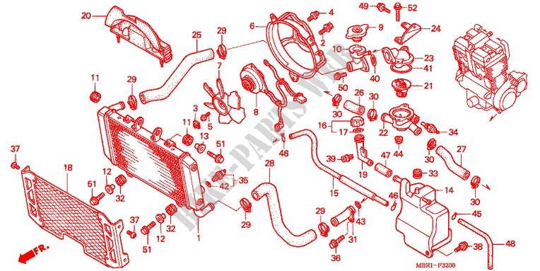 RADIATEUR pour Honda CB 1300 SUPER FOUR Speed warning light de 1999