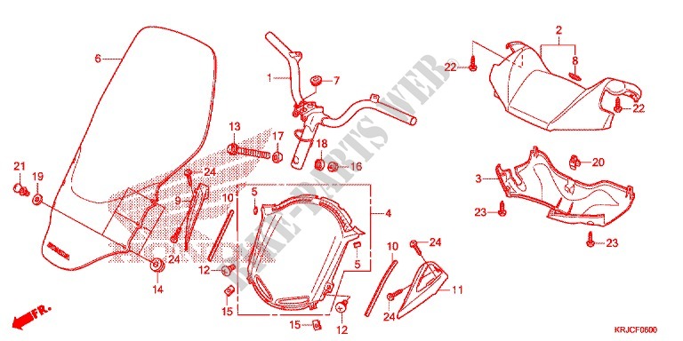 GUIDON   CARENAGE pour Honda S WING 125 ABS F de 2012