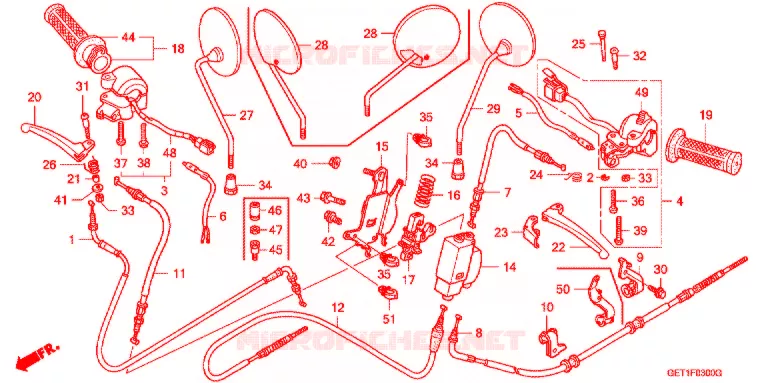LEVIER DE GUIDON - CABLE - COMMODO Honda SCOOTER 50 SCOOPY 2006  CHF505