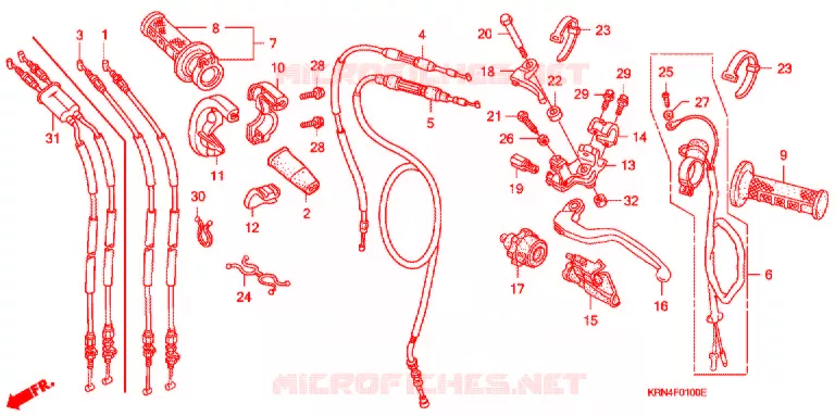LEVIER DE GUIDON - CABLE - COMMODO Honda MOTO 250 CR 2005  CR250R5