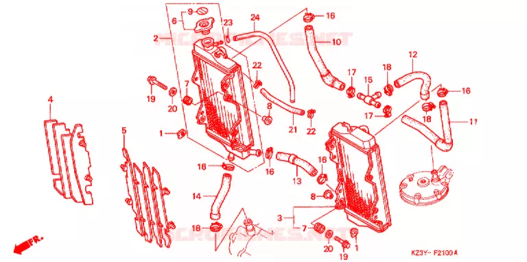 RADIATEUR Honda MOTO 250 CR 2000  CR250RY