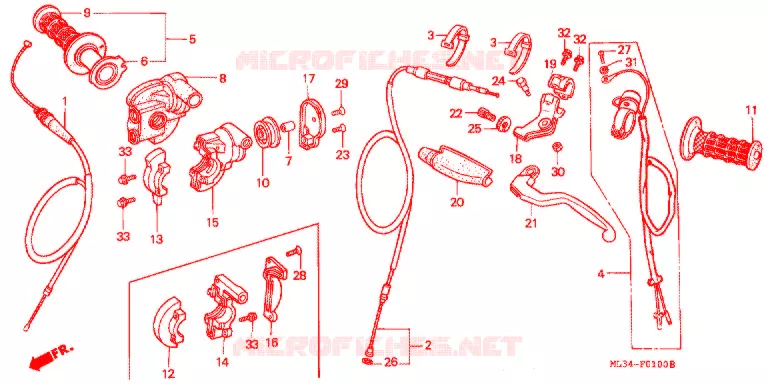 COMMODOS - POIGNEES Honda MOTO 500 CR 1995  CR500RS