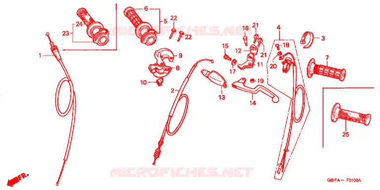 COMMODO - LEVIER - CABLE Honda MOTO 80 CR 2002  CR80R2
