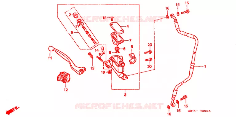 MAITRE CYLINDRE DE FREIN AVANT Honda MOTO 80 CR 2001  CR80RB1