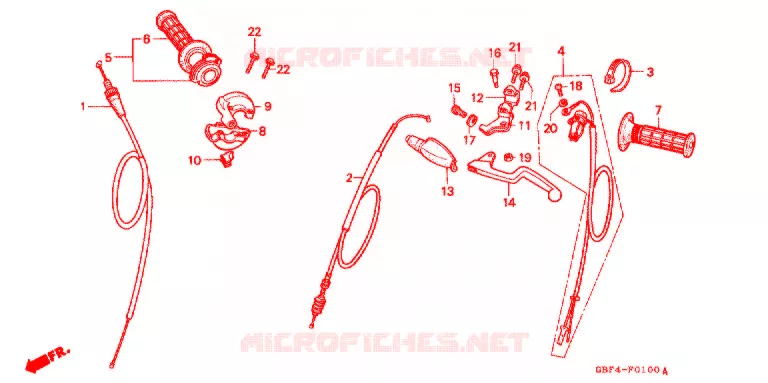 COMMODO - LEVIER - CABLE Honda MOTO 80 CR 1999  CR80RBX