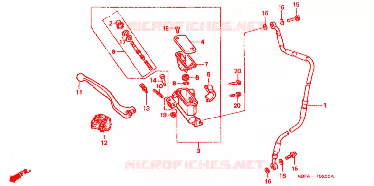 MAITRE CYLINDRE DE FREIN AVANT Honda MOTO 80 CR 2000  CR80RBY