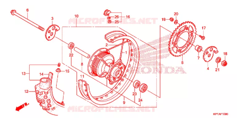 ROUE ARRIERE Honda MOTO 150 CRF 2013  CRF150FD