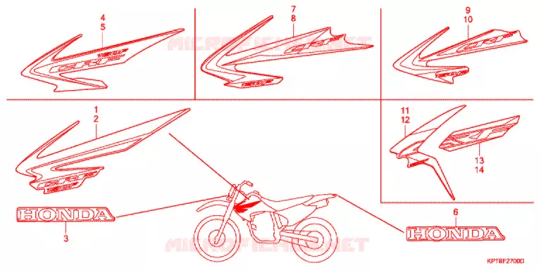 AUTOCOLLANTS Honda MOTO 150 CRF 2014  CRF150FE
