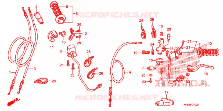 LEVIER DE GUIDON - CABLE - COMMODO Honda MOTO 230 CRF 2008  CRF230F8