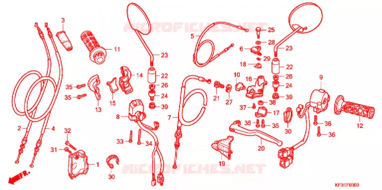 LEVIER DE GUIDON - CABLE - COMMODO Honda MOTO 230 CRF 2008  CRF230L8