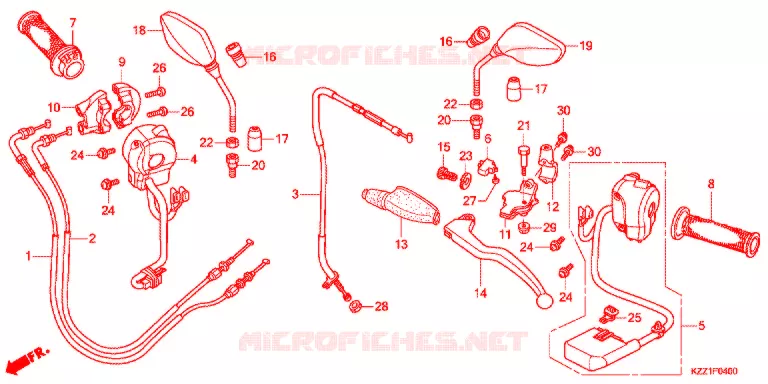 LEVIER DE GUIDON - CABLE - COMMODO Honda MOTO 250 CRF 2015  CRF250LF