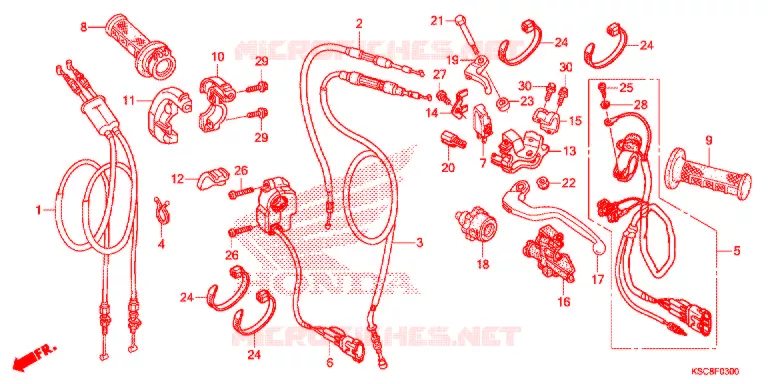 LEVIER DE GUIDON - CABLE - COMMODO Honda MOTO 250 CRF 2013  CRF250XD