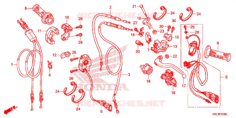 LEVIER DE GUIDON - CABLE - COMMODO Honda MOTO 250 CRF 2019  CRF250XH