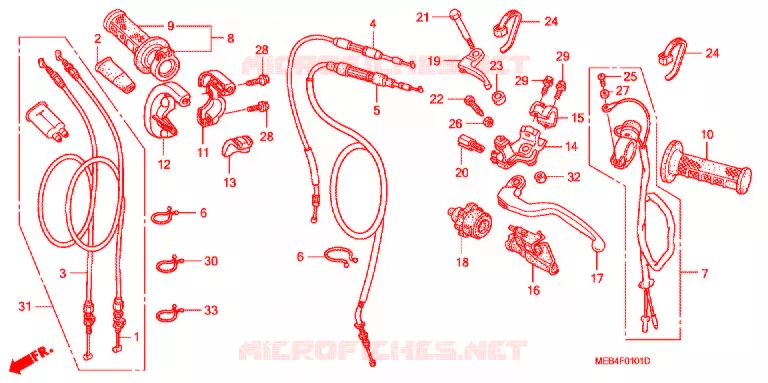 LEVIER DE GUIDON - CABLE - COMMODO (CRF450R'04-'08) Honda MOTO 450 CRF 2006  CRF450R6