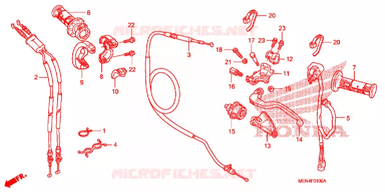 LEVIER DE GUIDON - CABLE - COMMODO Honda MOTO 450 CRF 2009  CRF450R9